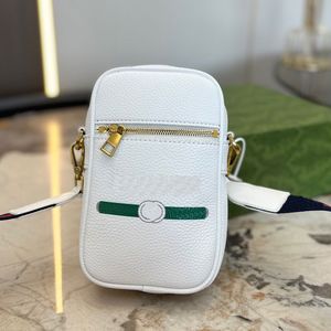Mini Crossbody Bag Flep Telefon Çantası Kadın Çanta Hücre Tote Çanta Tahıl Cowhide Beyaz Moda Sabit Söndürülebilir Kayış Lady Kare Debriyaj Cüzdan