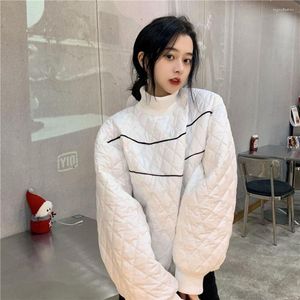 Women's Hoodies Autumn Winter Korean Style Sweatshirts Woman Casual O-neck Cotton-Pad Pullover Tops Loose Female Solid Warm Sweatshirt