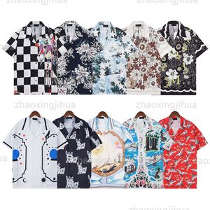 men Amirri t shirt set button up single-breasted print mens hawaii floral casual shirts and short womens loose silk amari shirt tees sandy beach shorts