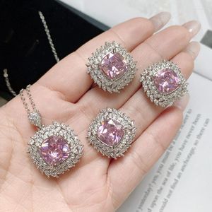 Necklace Earrings Set Versa Tiktok Da Ka Boom Three-piece Princess Pink Wheat Ear Ring Female Exaggerated Bright Full