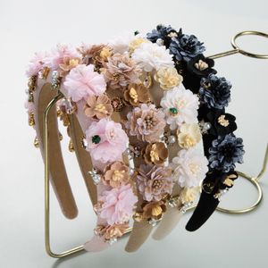 Tiaras de tecido de flor de strass de luxo Acessórios de cabelo da moda para mulheres Tendência Festa Faixa de cabelo Esponja Faixa de cabelo Acessórios para a cabeça