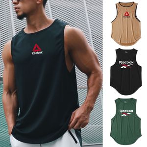 メンズタンクトップメンズジムタンクトップワークアウトボディービルフィットネスノースリーブTシャツブランドプリントビーチスポーツウェアマッスルベスト男性230607