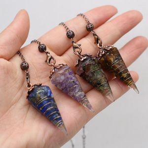 Подвесные ожерелья 10 Оптовые аметист lapis lazuli agate tigers eye conical sperial -reiki Исцеляющие украшения ювелирных украшений