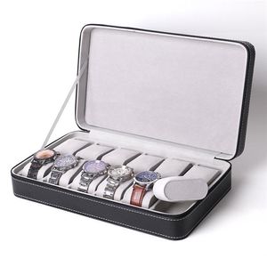 Watch Boxes & Cases 6 10 12 Grids Portable Box Organizer PU Leather Casket With Zipper Classic Multi-Functional Bracelet Display C2092