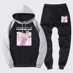 Tute da uomo Pink Summer Strawberry Sodaprint Men Hooded Simple Warm Sweatershirt Pocket Abbigliamento sportivo Personalità Tute