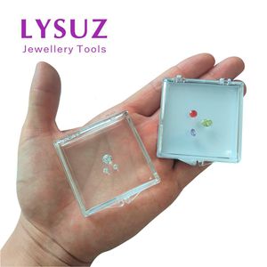 Jewelry Boxes 10pcs Adhesive Gems Box Diamond Display Box Show Case Packaging Tray Jewelry Acrylic Sticky Small Gemstone Modeling 230606