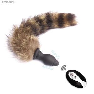 Bezprzewodowa zdalna wtyczka analna wibrator wibracja płciowa wibracja Fox Tail Butt Plug Antic Dilator dla par dla dorosłych gry Cosplay Akcesoria L230518