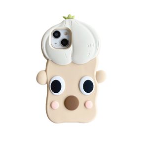 free DHL wholesale 3D Cartoon Cute Funny Onion and Garlic Expression Silicone Case for iPhone 14 Pro Max 11 12 13 Pro Max Shockproof Soft Back Cover