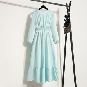Casual Dresses Ankle Length Beautiful O Neck Party Spring Dress A-line Women Fall Pleated Garment