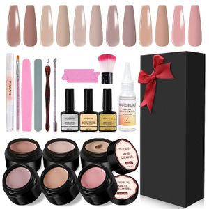 buriburi 18pcs solid nude color gel nail polish gift set with nail brush cleaning gel diy manicure tools allinone nail gel set professional gift box