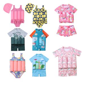 Two-Pieces Children's Buoyancy Swimsuit Cartoon Print Swimwear Kid Floating Rash Guards Bathing Clothes Boys Girls Swimming Suits 230606