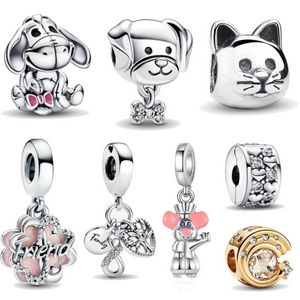 2023 New 925 Sterling Silver EuropeanおよびAmerican's Jewelry Animal Animal Cat and Dog Beads Charm Beads Fit Original Pandora Bracelet Women Jewelry Gift diy