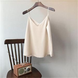 T-Shirt New Style Vest Women's Imitation Silk Loose Suspender, Simple to Wear Outside, Suit with Bottom Inside