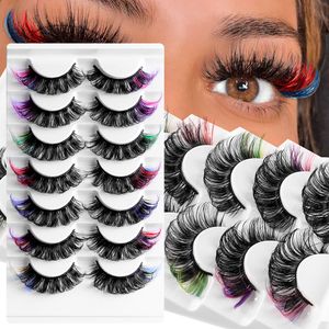 3D False Eyelashes Mink Faux Natural False Eyelashes 3D Tjock Long Mink Lashes Soft Make Up Extension Makeup Fake Eye Lashes 3D Eyelash Bulk Partiage 7 Colors