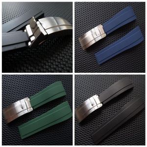 Carlywet 20mm Siyah Beyaz Kauçuk Yedek Bilek ROL İzle Band Strap Kemeri Buckle258b