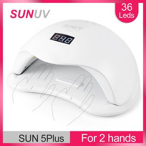 Nail Dryers SUNUV UV Led Lamp SUN5  5Plus48W Nail Dryer For Curing All Types Gel 99s Low Heat 36 Leds UV Lamp for Two Hands Nail Art Machine 230606