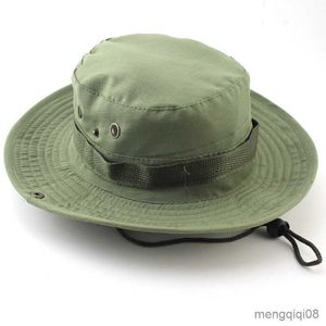 Chapéus de aba larga camuflagem boné tático militar boonie chapéu balde bonés do exército camuflagem masculino esportes ao ar livre pesca ao sol R230607