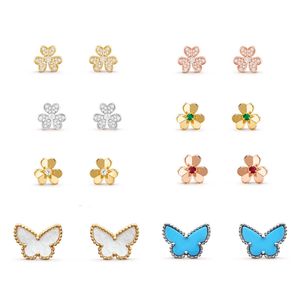 10 Orecchini a forma di trifoglio di design a farfalla Orecchini in madreperla alla moda Gioielli da sposa di lusso di alta qualità che non sbiadiscono