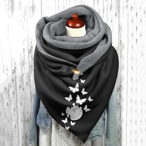 Scarves Fleece Scarf Mens Women Feather Vintage Print Boho Shawls Wraps Winter Warm Short Neck Silk