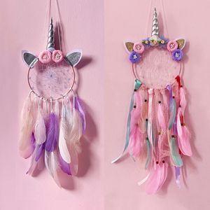 Objetos decorativos Estatuetas Unicórnio Dream Catcher Decoração de quarto Kawaii Dreamcatcher Home Wall Art Pendurado Acessórios de decoração para quarto de bebê infantil 230607