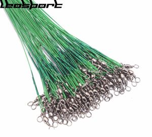 Linha Trançada 20PCS Anti-Bate Steel Fishing 15cm30cm Wire Leader Com Acessório Giratório Olta Leadcore Leash 230606