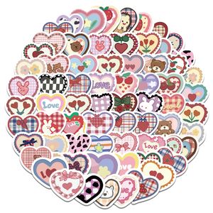100 PCS Mini Checkered Heart Skateboard Stickers For Car Baby Scrapbooking Pencil Case Diary Phone Laptop Planner Decor Book Album Kids Toys DIY Decals
