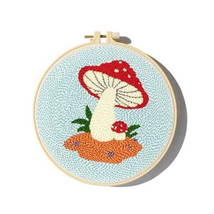 Craft Mushroom Punch Needle Embroidery Kit for Beginners Easy Embroidery DIY Needlework Wool Work Home Decor Custom Embroidery