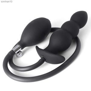 Metal Ball Inflatable Anal Plug Sex Toys For Men Women Huge Anus Ass Butt Dilator Expandable Prostate Massager G Spot Stimulator L230518