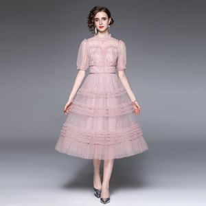 Klänning Wein 2022 Summer Women Dress Layerd Tulle Patchwork Layered Fairy Korean Style Pink Pretty Tutu Dress Passale Clothing