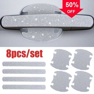 Car Door Bowl Handle Anti-scratch Sticker Reflective Rhinestone Bling Decals Car Rearview Mirror Protector Stickers Auto Decoration