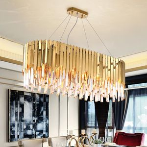 Chandeliers Nordic Modern Oval Round Crystal Ceiling Restaurant Led Lights Luxury Bar Table Lamp Bedroom Living Room Lighting