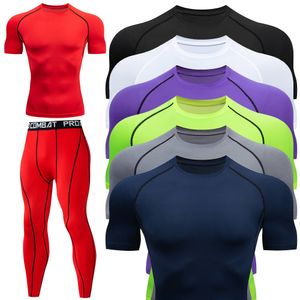 Herrspårar Herrarna som kör sportkläder Gym Jogging Thermo Underwear Skins Compression Fitness MMA Rashgard Manlig snabbtorkande tights Spår kostym 230607