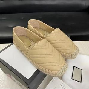 Summer Women Platform Espadrille Loafers Shoes Lambskin Leather Slide Plat Slip-On Canvas Lady Sopa Casual Walking Comfort Perfect Oxfords With Box