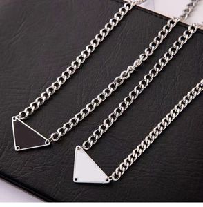 Дизайнерское треугольное ожерелье 925 Серебряный серебряный мужчина и женщина геометрические кубинские цепные письма мода подвеска