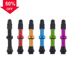 2Pcs 40/44MM Bicycle Vacuum Air Valve Durable Alloy Stem Brass Core Presta MTB Bike Tubeless Tire Nozzle Cap Cycling Parts