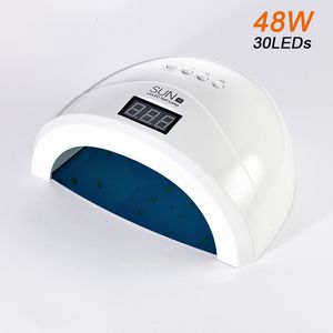 Nagelorter 48W lampa för manikyr Sun LED -nagellampa 30 st lysdioder UV -lampa för alla geler med botten 30S/60S/99S nagelkonstmaskin Gel Lamp 230606