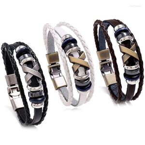 Bangle Jessingshow Genuine Leather Alloy Mens Wristband Vintage Jewelry Bijouterie Unisex Woman Black Brown White
