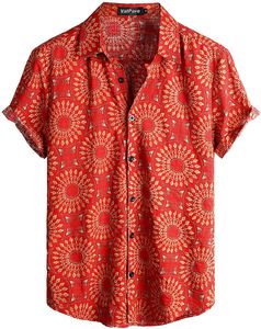 Mens Designer Shirts Mens Casual Hawaiian Shirts Kort ärmknapp ner Strandtröjor Tropiska blommorskjortor