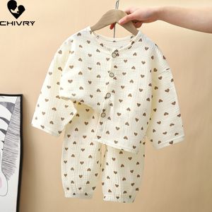 Pękama Dzieci Summer cienki piżama zestawy chłopców z kreskówek Trzy czwarte rękawy Bawełniane Koszule z spodniami Baby Loungewear 230606