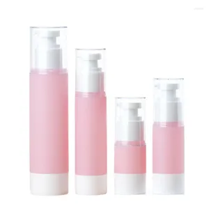 Förvaringsflaskor påfyllningsbara som rosa luftlös pump15 ml 30 ml 50 ml 100 ml Spray Lotion Plastvakuum Kosmetisk essens Förpackning 10st