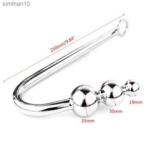 Stainless Steel Couples Erotic Anal Hook Adults Sex Toys Silver Slave Games Unisex Length 250 mm Ball 19/30/35 mm L230518