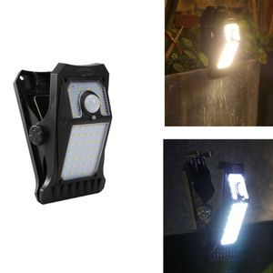 Luci solari a 45 LED Sensore di movimento con luce a clip 3 modalità 3 modalità di montaggio Luce di sicurezza impermeabile IP65 per recinzione, terrazza, parete, patio, campeggio bianco caldo USB