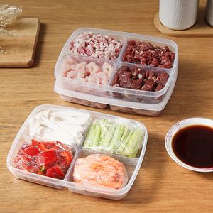 4 Grids Food Fruit Storage Box Portable Compartment Refrigerator Freezer Organizers Meat Onion Ginger Container Boxes