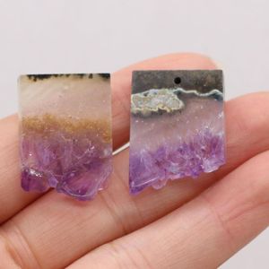 Anhänger Halsketten Hohe Qualität Natürliche Amethyst Reiki Heilen Kristall Zähne Charms Für Schmuck Machen DIY Halskette Zubehör Großhandel 1PC