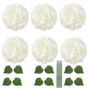 Decorative Flowers Artificial Silk Hydrangea Flower 90 Petals Bigger Heads For Wedding Home Decoration Pack Of 6