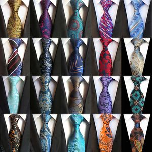 Neck Ties Luxury Mens Neckties Classic Floral Paisley 8cm Wedding Jacquard Woven 100% Silk Men Tie for Party Accessories 230607