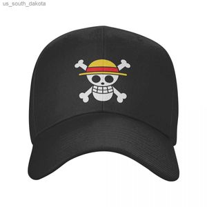 Boné de Beisebol One Piece Team Luffy Homens Mulheres Chapéu Str Ajustável Piratas Crânio Papai Chapéu Esportes Snapback Chapéus de Verão L230523