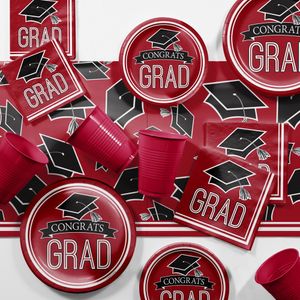 Graduation School Spirit Red Party Supplies Kit for 18 Guests