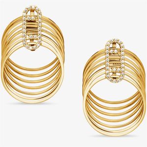 Golden Lock Dangle örhängen Kvinnor Designer Luxury Smycken Ringar Hängen Ear Studs Ladies Circular Hoops Earring With Diamond Brass Rings