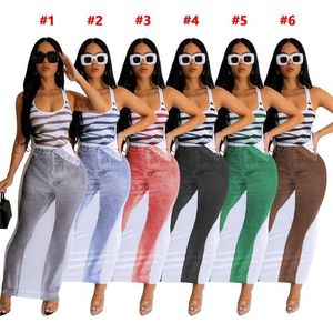 2023 New Fashion Dresses For Women Summer Sexy Jeans Striped Printed Tank Top U-neck Long Dress